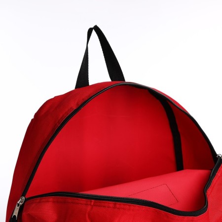 A backpack with a zipper, external pocket, red color-5