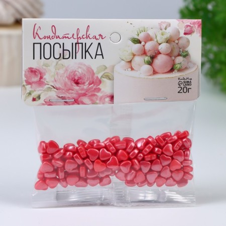 Confectionery sprinkling "ardent heart", red, 20 g-1