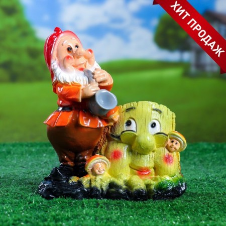 Figure Kashpo "Gnome at the hemp No. 2, 21x18x17 cm