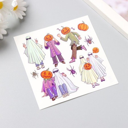 Tattoo on the body color "bringing and pumpkin" 10x10 cm-1