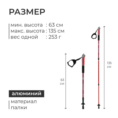 Sticks for Scandinavian walking online, telescopic, 3 sections, up to 135 cm, 2 pcs., Mix color-2