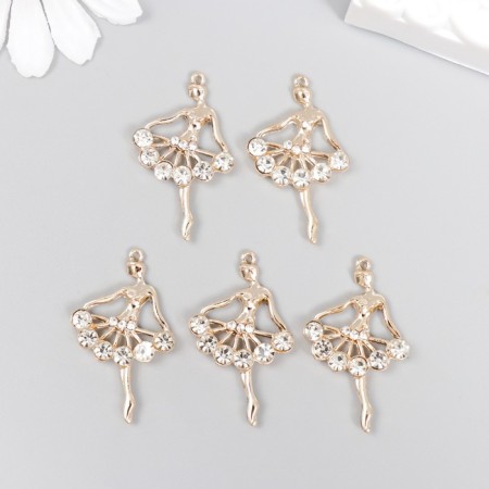 Decor for creativity metal, rhinestones "ballerina" gold 3.4x2.2 cm-2