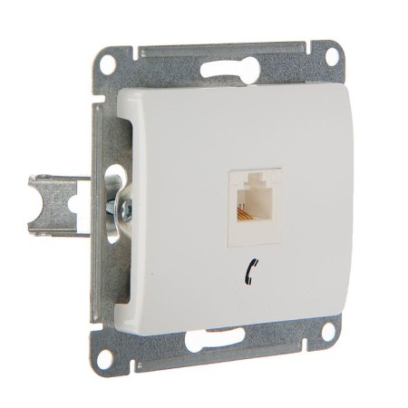 Telephone socket "Glossa" Sche GSL000181T, RJ 11, single, hidden, white color