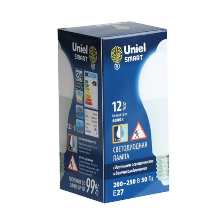 Uniel LED lamp, LED-A60-12W, 12 W, 4000 K, E27, PLS10WH, light sensor, engine-2