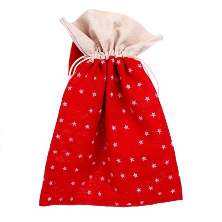 Grandfather Claus gift bag, on ties, with stars, 35 × 25 cm-2