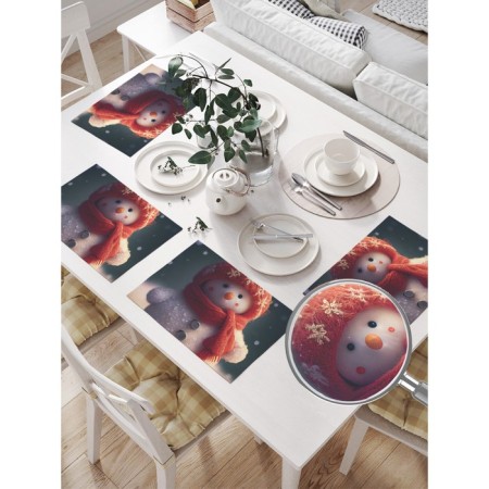 A set of napkins for setting the Snowman table, rectangular, size 32x46 cm, 4 pcs-1