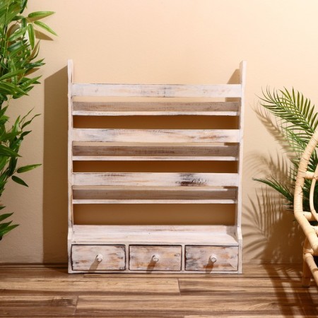 Bali Style rack 65x15x80 cm, Albezia, white tree-1