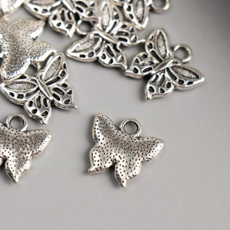 Decor Metal for creativity "Butterfly with points" silver (29964) 2x1.7 cm-2