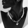 The necklace with pearls "heart", white color in silver, 37 cm