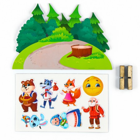 A set of developing magnets. Theater based on the Russian folk tale "Kolobok"