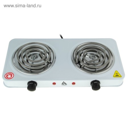 Electric tile Luazon LHP-003, 2 burners, 2000 watts, heater spiral, white-2