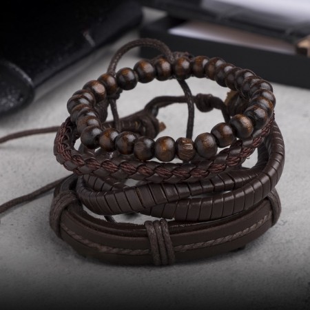 Bracelet Skin "Parun", brown color, d = 7.5 cm-4