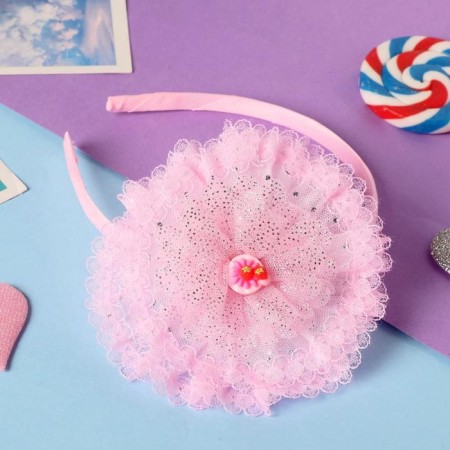 Hair cap "Gloris" strawberries on a flower, 9 cm, pink