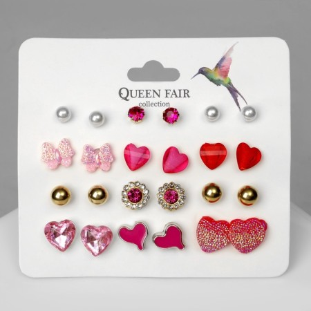 Pusets 12 pairs "hearts" Date, color mix-2