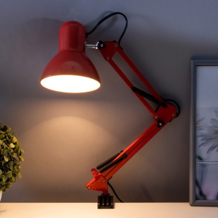 Desktop lamp E27, h = 55 cm, hinged, on the clamp (220V) red Risalux-1