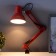 Desktop lamp E27, h = 55 cm, hinged, on the clamp (220V) red Risalux