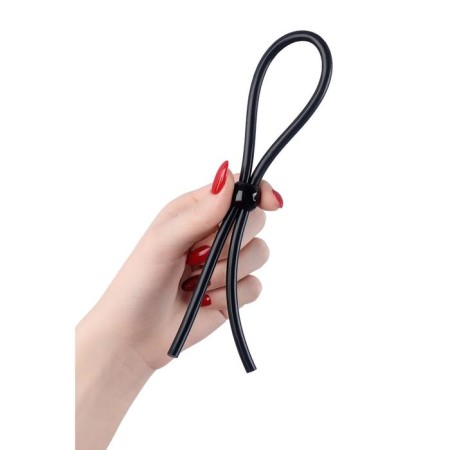 Lasso for Penis Toyfa A-Toys, with one bead, silicone, black color, 19.5 cm-2