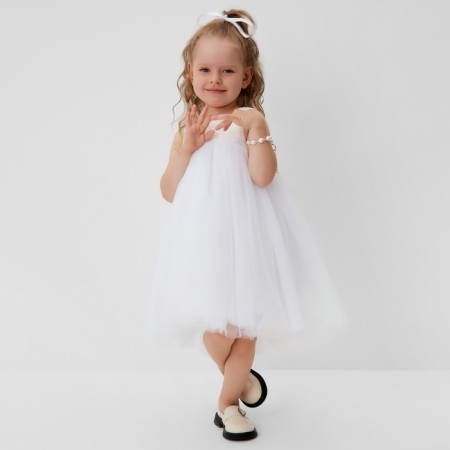 Платье для девочки MINAKU: PartyDress цвет белый, рост 116-12
