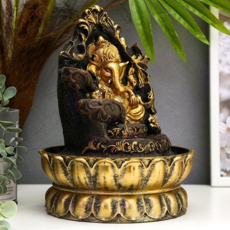 The desktop fountain from the network, the backlight "Golden Ganesh on the openwork throne" 28x20.5x20.5 cm-1