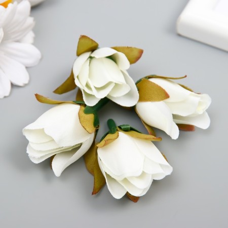 Budon on the leg for decoration "Rose Mondial" white 1.7x3 cm-2