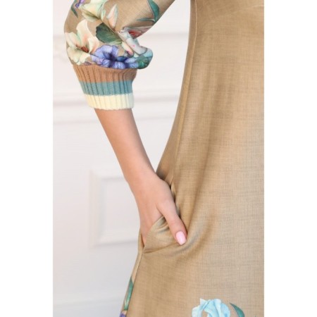 Women's dress, size 48, beige color-3