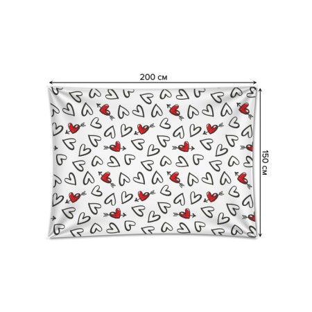 Decorative panel with photo printing "Black and white hearts", horizontal, size 150x200 cm-1