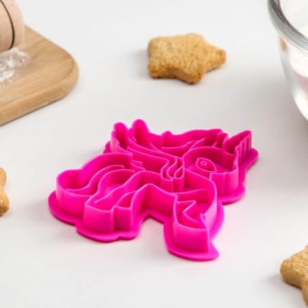 The cookie "unicorn", cutting, stamp, 9.5 × 7 × 1.5 cm, pink color-1