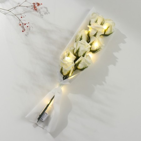 Bouquet of soap petals Light "White Roses" 7x9.5x40 cm-2