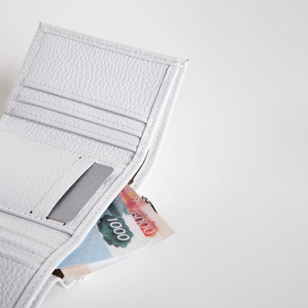 Women's wallet on the button, white color-6