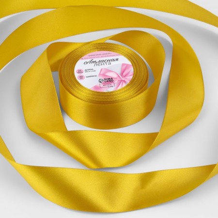 Satin tape, 40 mm × 23 ± 1 m, mustard color No. M209