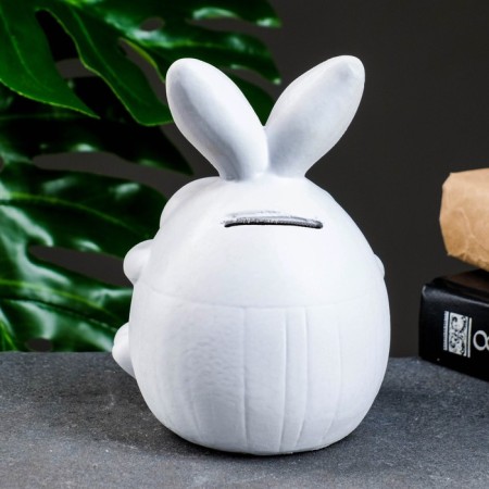 Piggy bank "Hare Puff" White, 15cm-2