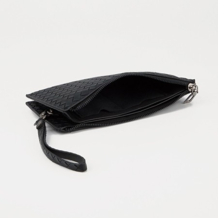 Male purse with zipper, department for bills, for maps, for coins, black color-2
