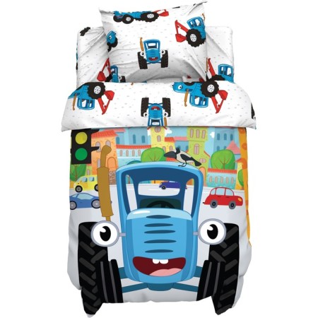 Bed Blue Blue Tractor "City" 112x147 cm, 60x120+20 cm, 40x60 cm, 100% cotton, tilon 125g/m2