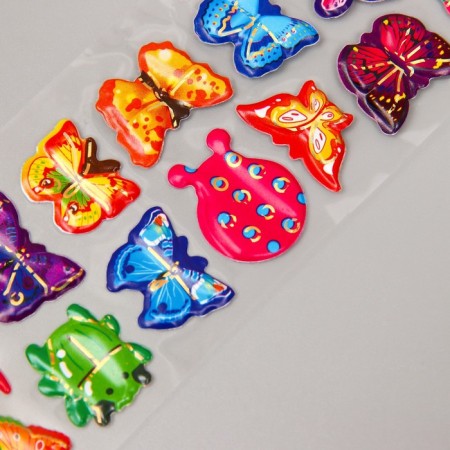 Stick plastic volumetric "butterflies" with gold stroke MIX 33.5x6 cm-2