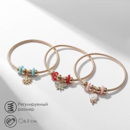 Bracelet Assorted "Margeri" set of 3 pcs., Multi, colored in gold