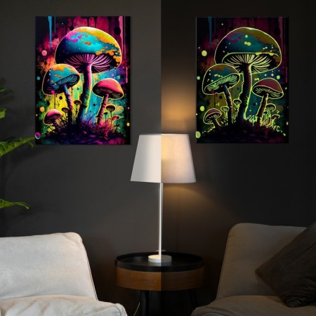 Picture on numbers with luminous paint, 40 × 50 cm "neon mushrooms" 18 colors-1