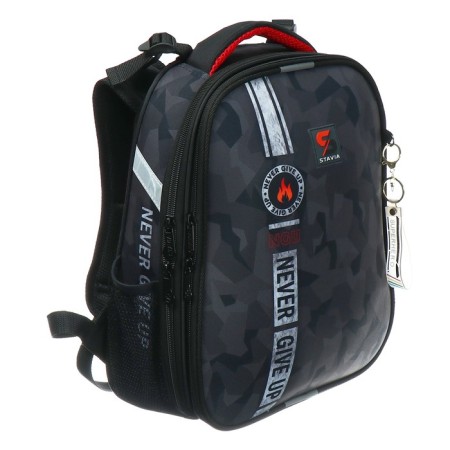 School backpack 38 x 30 x 16 cm, ergonomic back, Stavia "Military24", gray-1