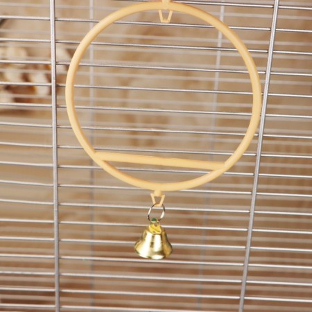 Round bird swings d 11.5 cm, with a bell, beige-5