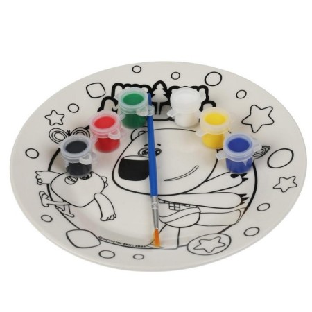 Set for creativity plate for painting 17.5 cm, “Mi-Mi-Mimka” 6 acr.kr, brush-1
