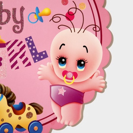 Decorative decoration (suspension) "Baby Girl" 28.5x24.5 cm, col. pink-3