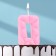 Candle for the cake "ice", the number "0, light pink