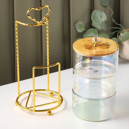 Three -tier glass “Heart” glass, 500 ml, 12.2 × 27.5 cm, pearlescent color-1