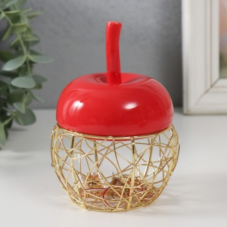 Coramics box, metal "Apple" red 8.5x8.5x12 cm