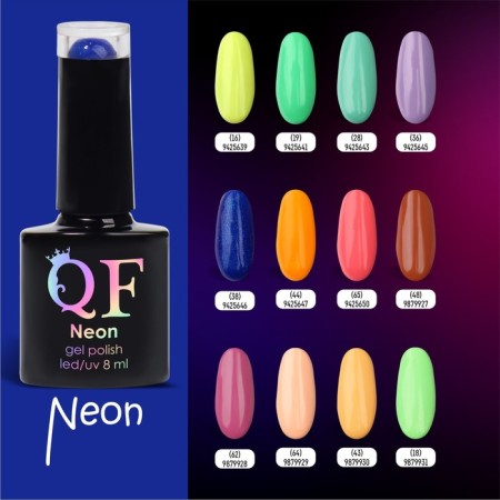 Neon nail polish gel, 3 phase, 8 ml, led/uv, blue color with sparkles (38)-5