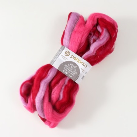 Fasting wool 100% semi-toned wool 50g (1510-multicolor (wine/mallow/St. Fialka))-1