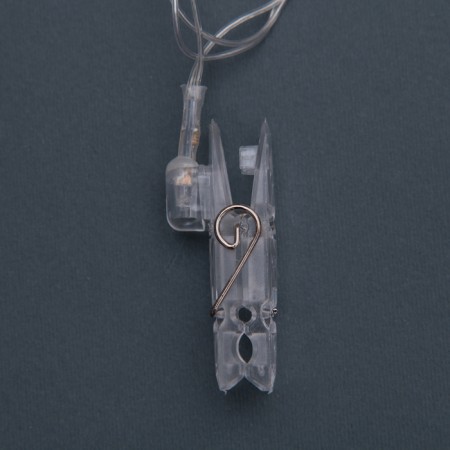 Garland “thread” 5 m with nozzles “clothespins”, IP20, transparent thread, 30 LED, white glow, 8 modes, 220 V-4
