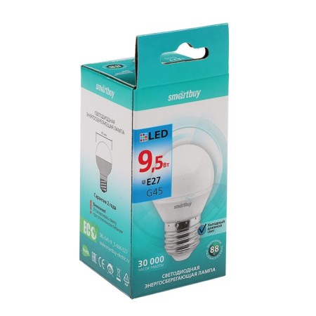 Smartbuy, E27, G45, 9.5 W, 6000 K, cold white light lamp-1