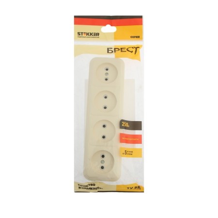 4-seater socket without grounding contact, 250V, 16A, IP20, PST16-60-20 (RA 16-464-BZ), SL 1022742-3