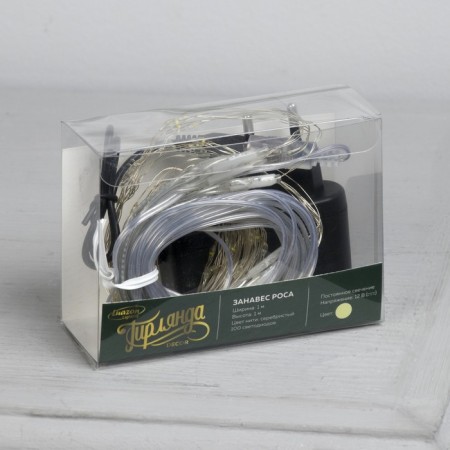 Garland "Curtain" 1 × 1 m Rosa, IP20, silver thread, 100 LED, warm white glow, 12 V-3
