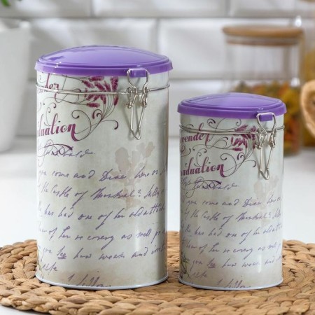 A set of cans for bulk products "Lavender", 16 × 9 × 11.5 cm, 13.5 × 12 × 19.5 cm, 2 pcs